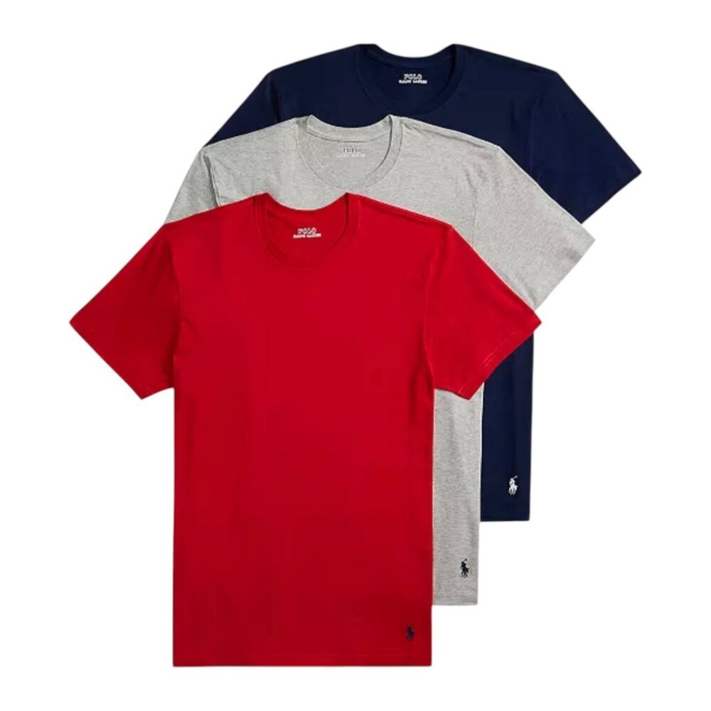 3 PACK Polo Ralph Lauren Classic Fit Crewneck T-Shirt Red Navy Gray Men's